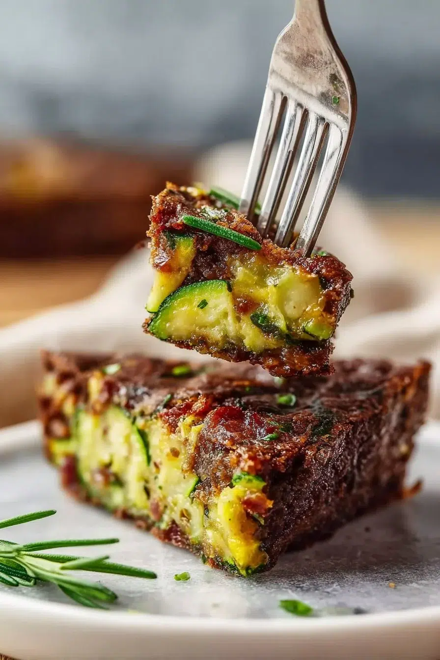 Brownie salé aux courgettes et lardons