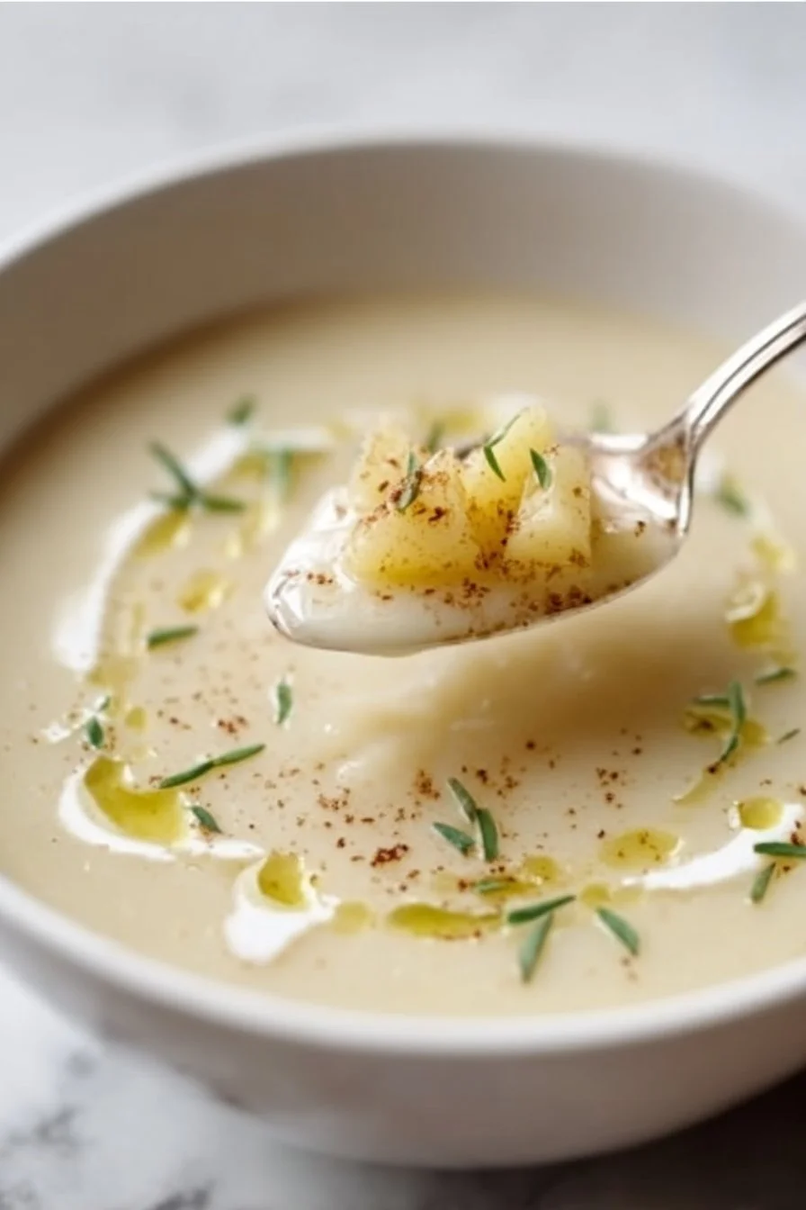 Soupe crémeuse aux poires et aux poireaux 2 Creamy Pear and Leek Soup