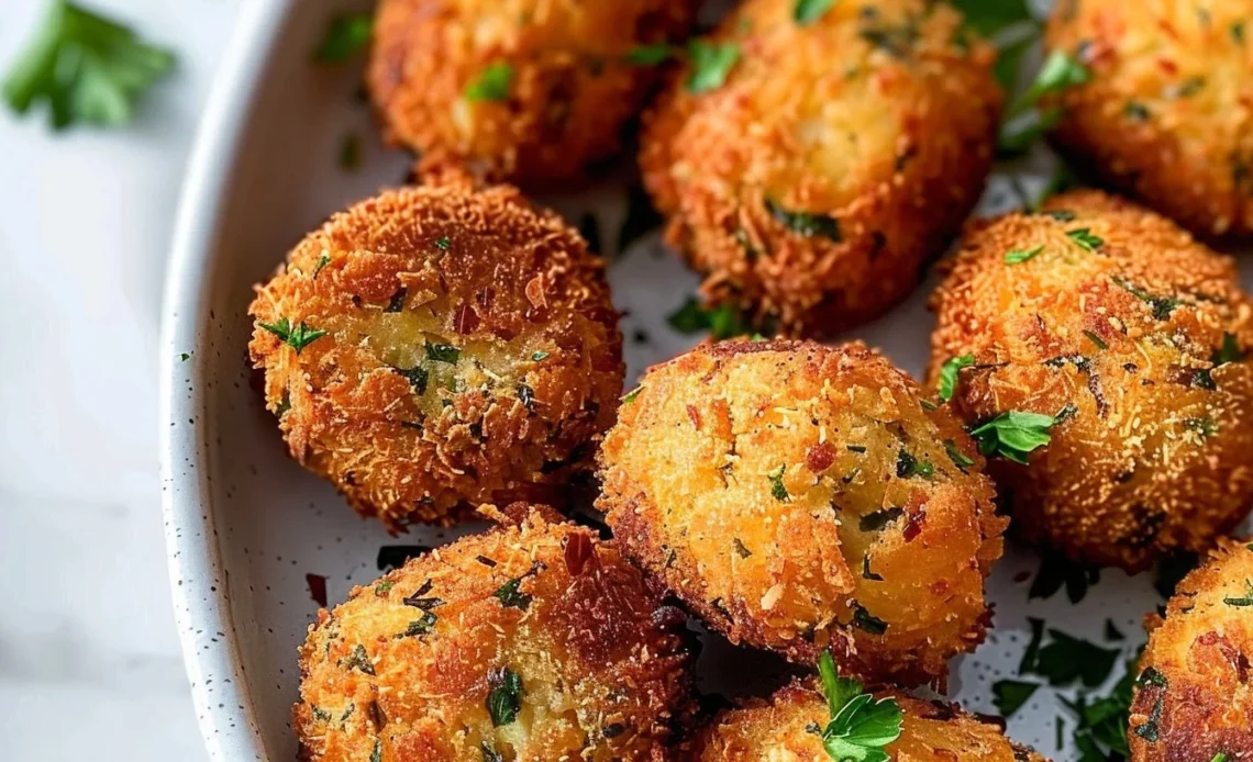 Delicious croquettes de pommes de terre aux herbes, crispy and flavorful.