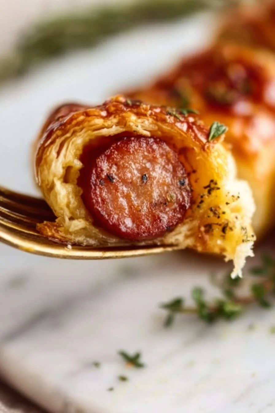 Feuilletés à la saucisse fumée, moutarde et miel