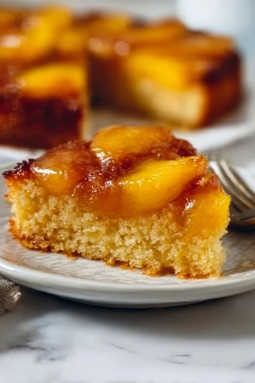 Gâteau renversé aux pêches