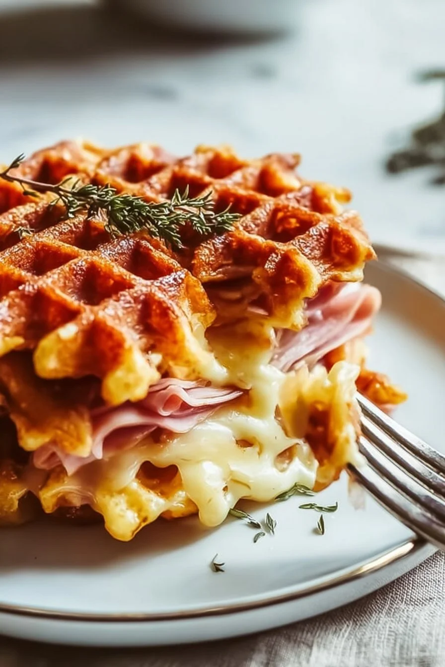 Gaufres Salées Croustillantes au Jambon et Fromage