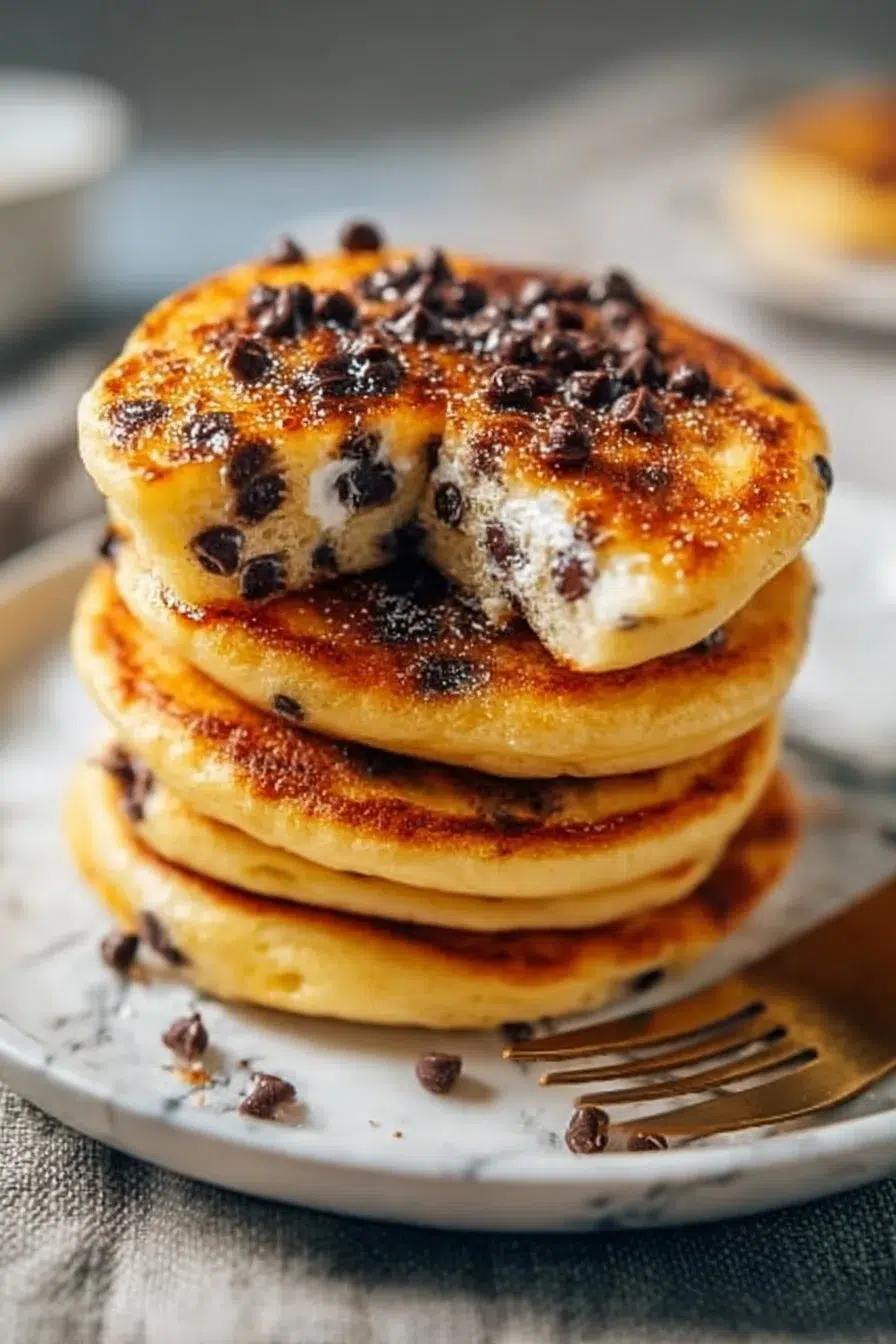 Mini pancakes with yogurt and chocolate chips