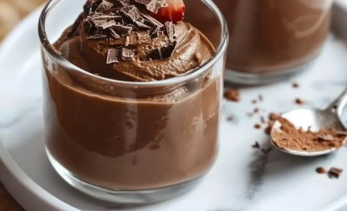 Mousse au chocolat : L’indispensable du dessert 1 Mousse au chocolat crémeuse dans un bol, garnie de copeaux de chocolat.