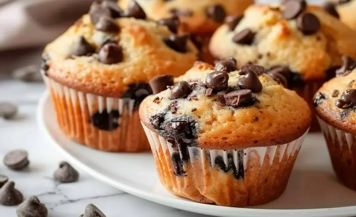 Muffins chocolat aux pépites, moelleux et savoureux, prêts à déguster.