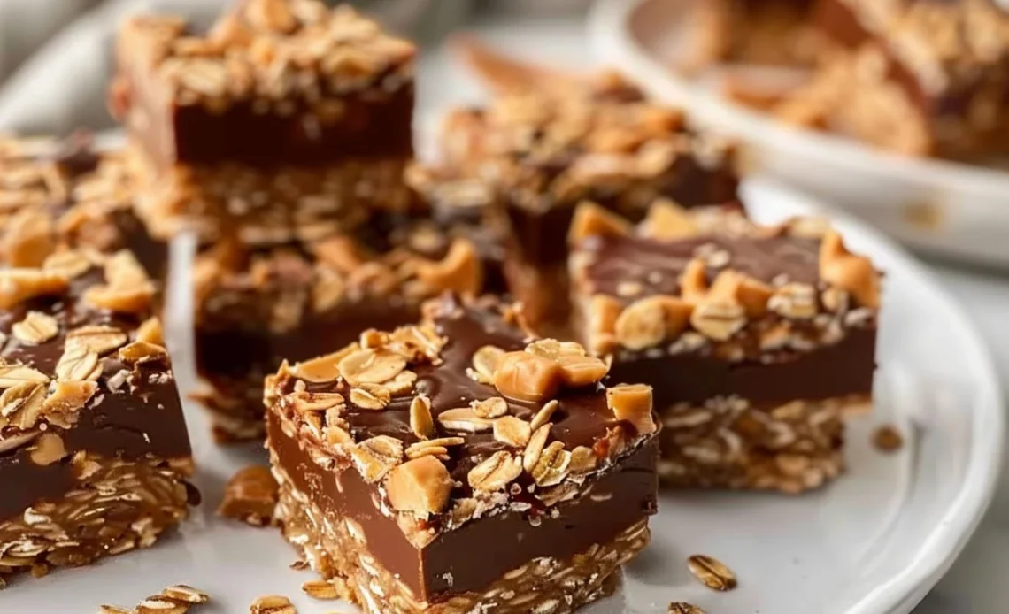 Barres de flocons d'avoine au beurre de cacahuète et chocolat