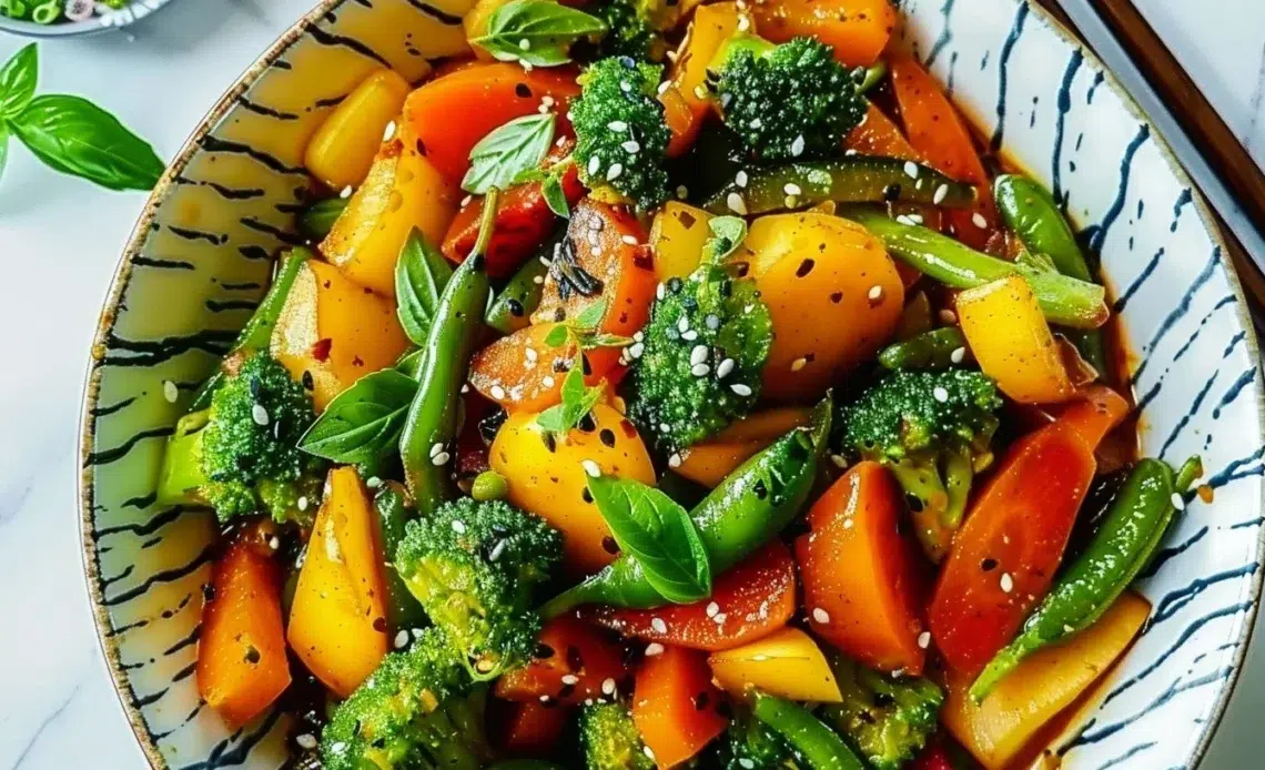 Poêlée de légumes colorée avec des légumes frais et appétissants