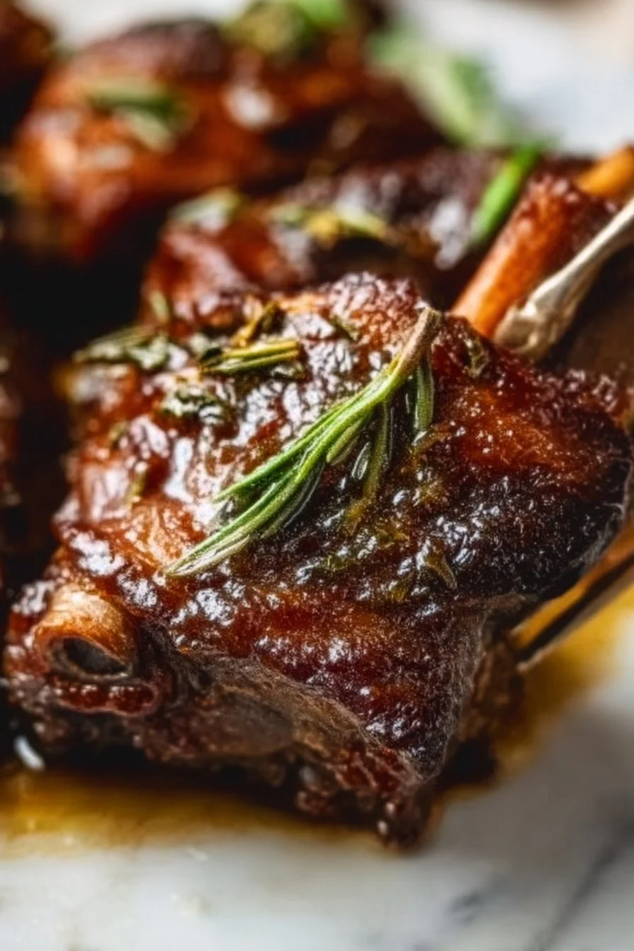 Souris d’agneau confites au miel et aux herbes