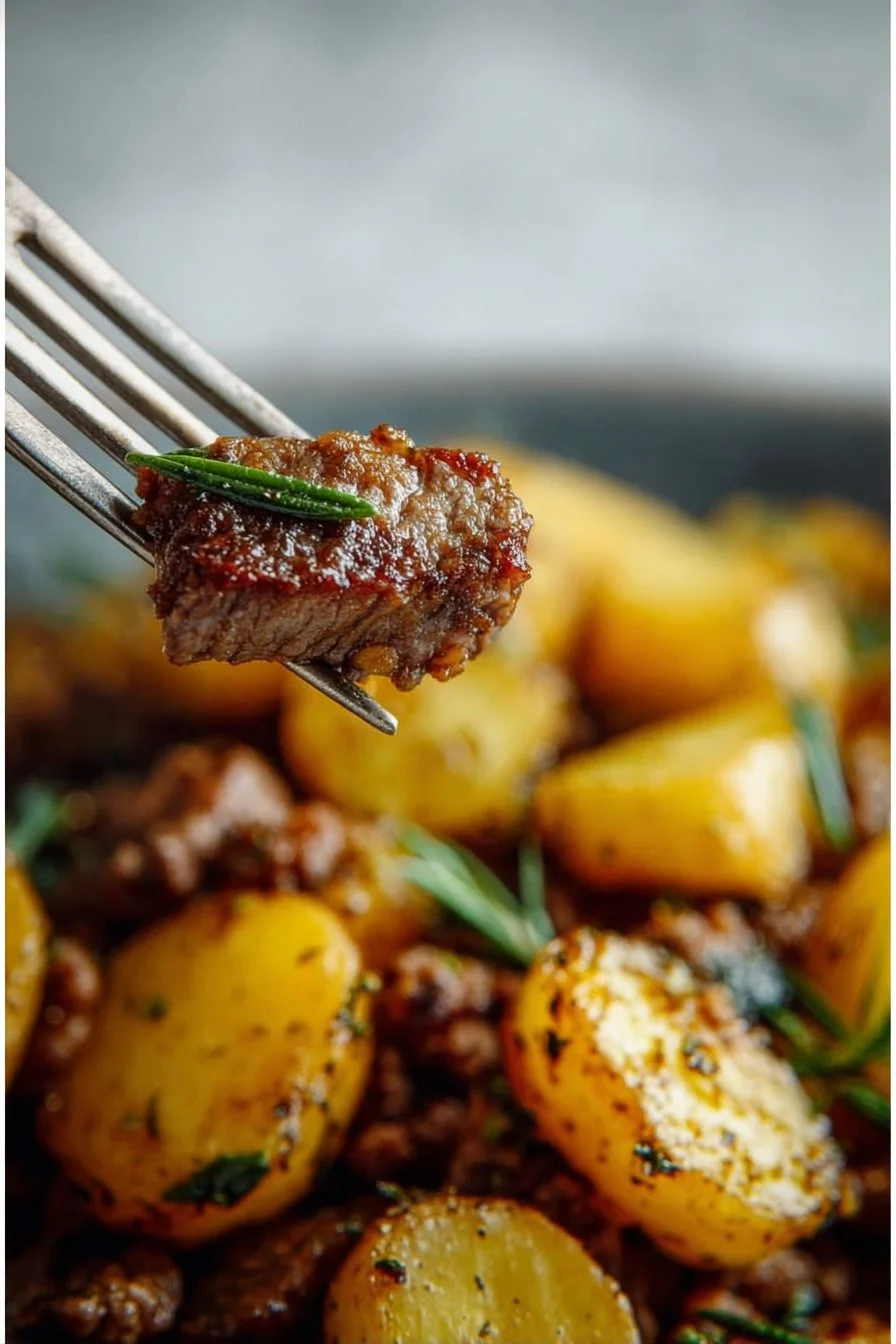 Stir-fried ground beef and potatoes