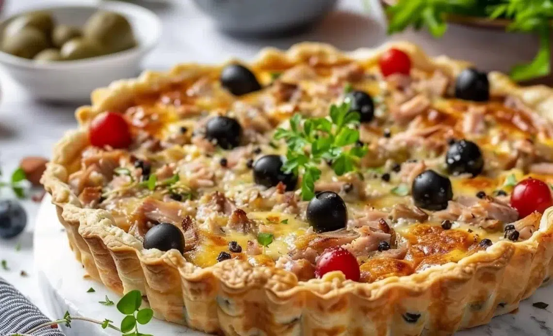 Recette de tarte au thon facile et savoureuse avec ingrédients frais et pratiques.