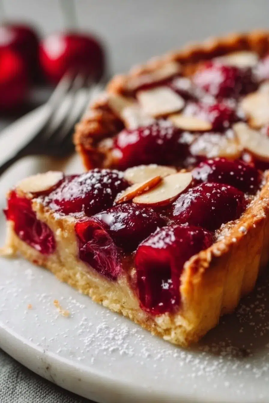 Tarte aux cerises et aux amandes