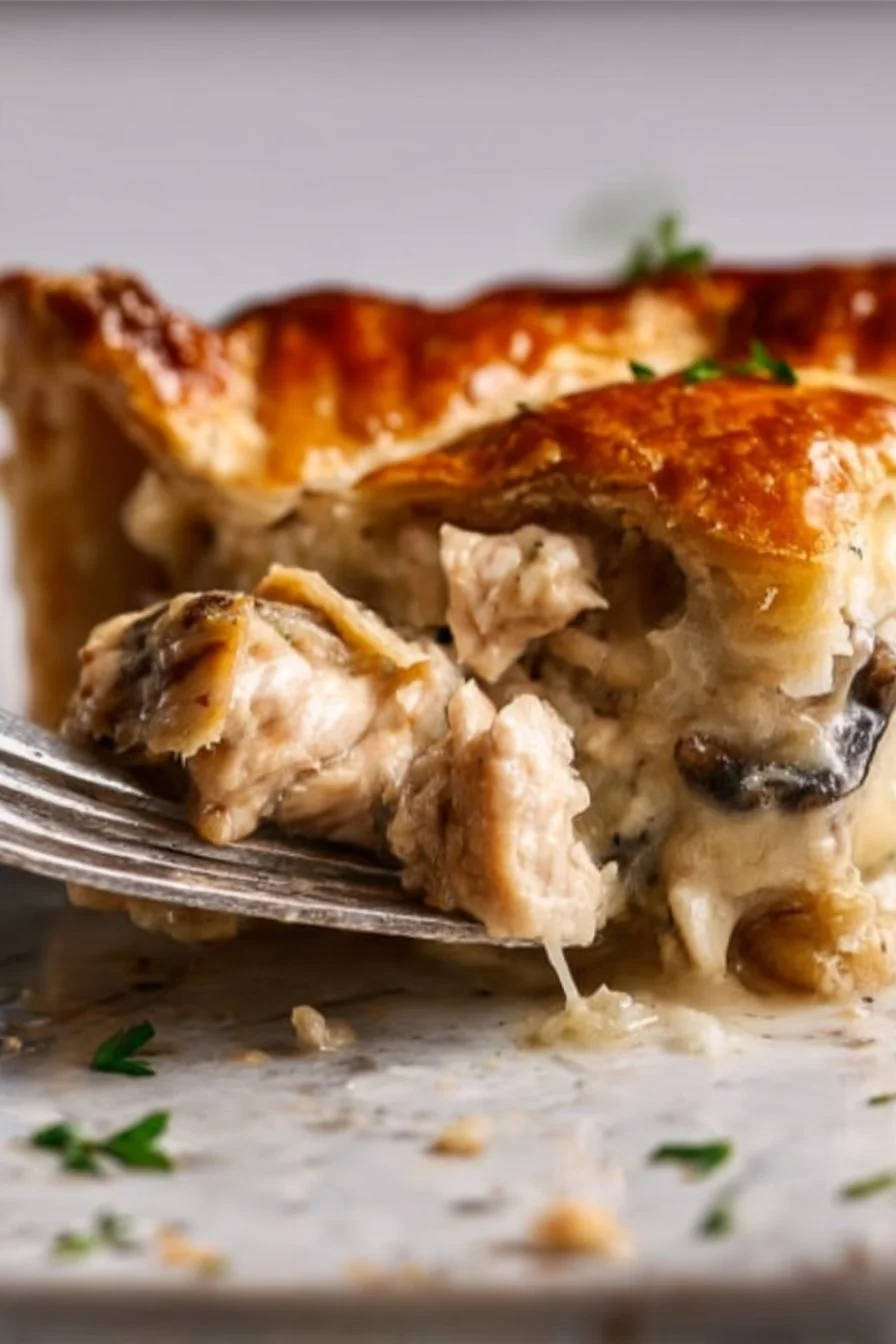 Tourte au poulet et aux champignons