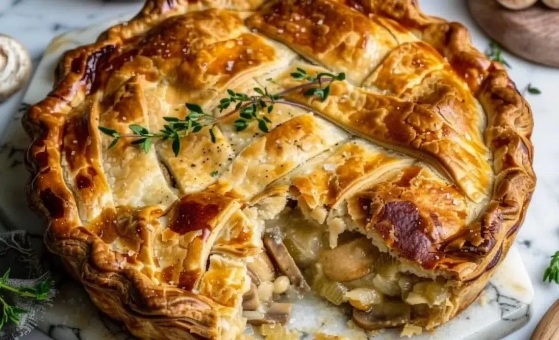 Tourte au poulet et aux champignons, plat savoureux et réconfortant