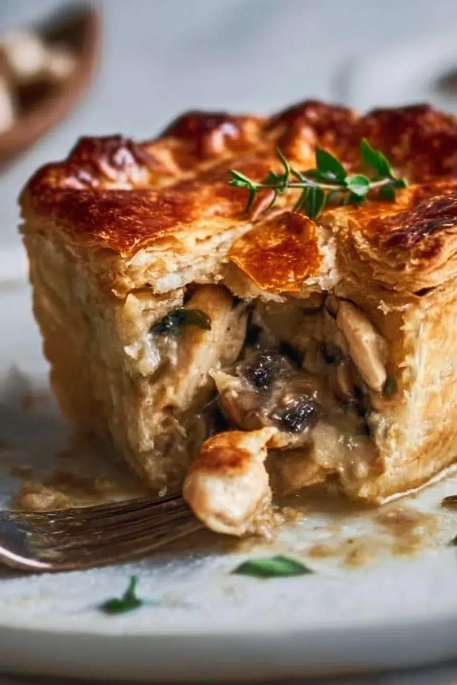 Tourte au poulet et aux champignons