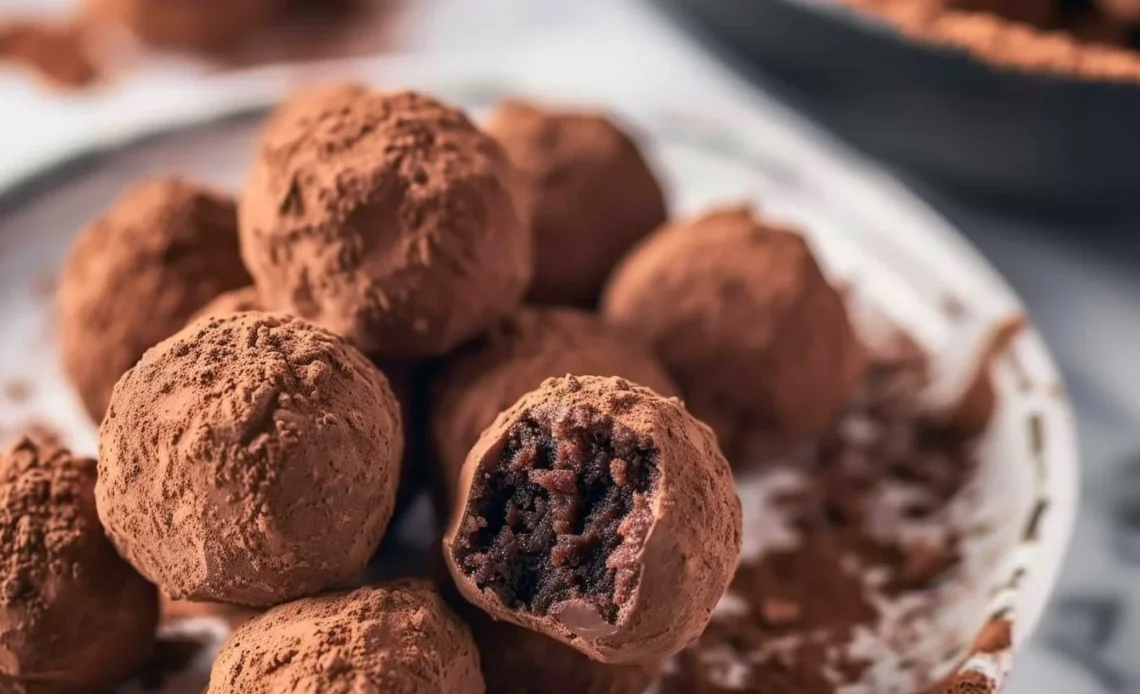 Truffes au chocolat au lait savoureuses et fondantes sur une table